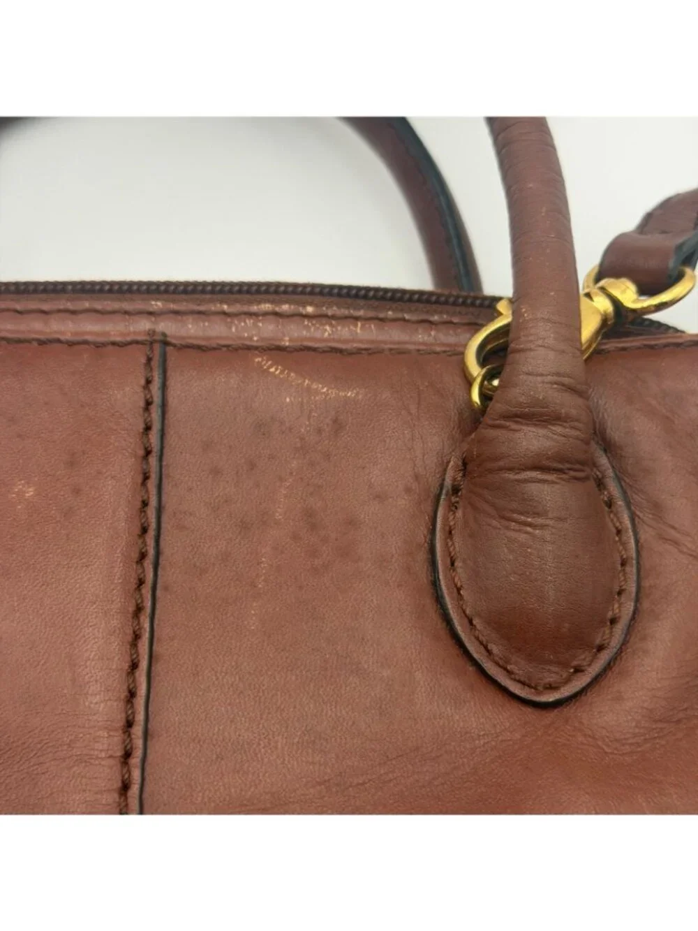 Etienne Aigner Brown Genuine Leather Satchel Shoulder Bag Crossbody Purse